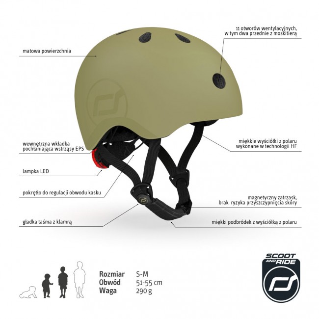 Kask dla dzieci SCOOTANDRIDE 3+ S-M - Olive