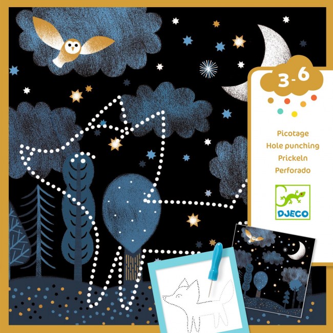 Zestaw artystyczny nakłuwanie Djeco - Las nocą