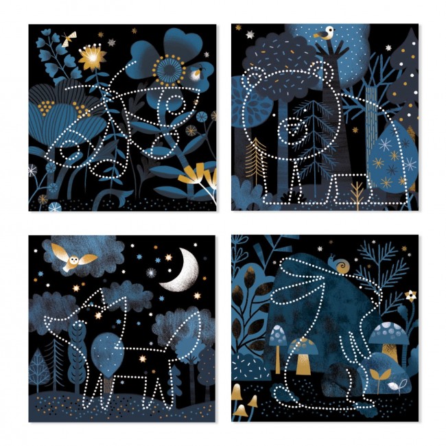 Zestaw artystyczny nakłuwanie Djeco - Las nocą