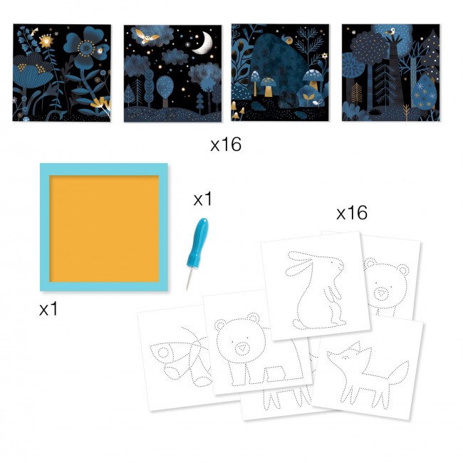Zestaw artystyczny nakłuwanie Djeco - Las nocą