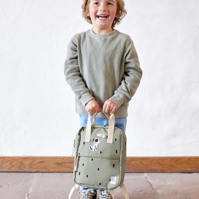 Plecak mini kwadratowy Happy Prints Lassig - Oliwkowy