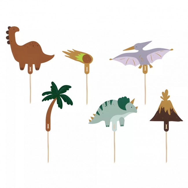 Toppery na tort Party Deco - Dinozaury 6 szt.