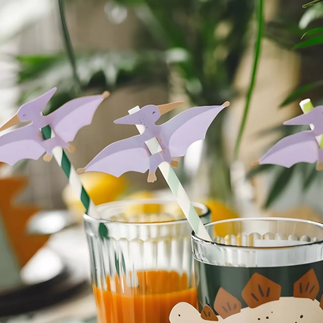 Słomki papierowe 6 szt Party Deco - Pterodaktyl