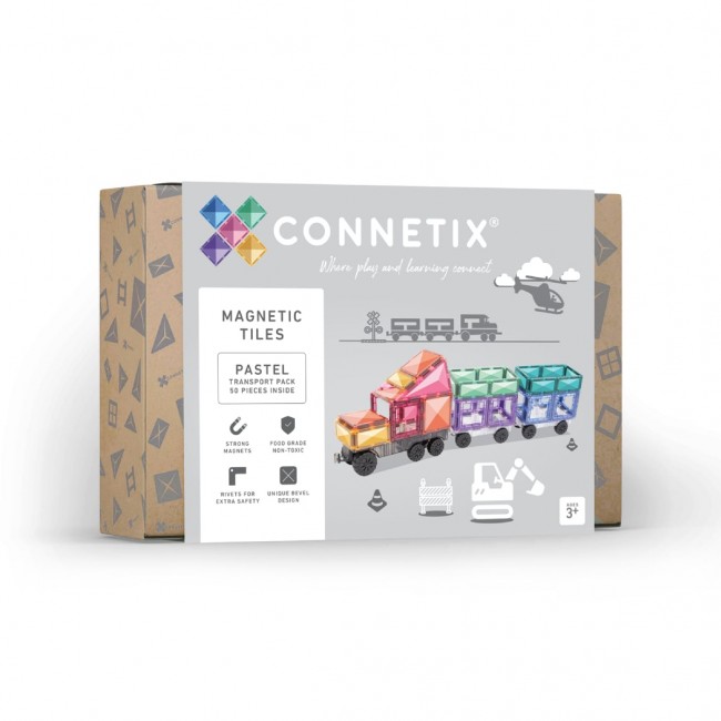 Klocki magnetyczne Connetix - Pastel Transport Pack 50 el.