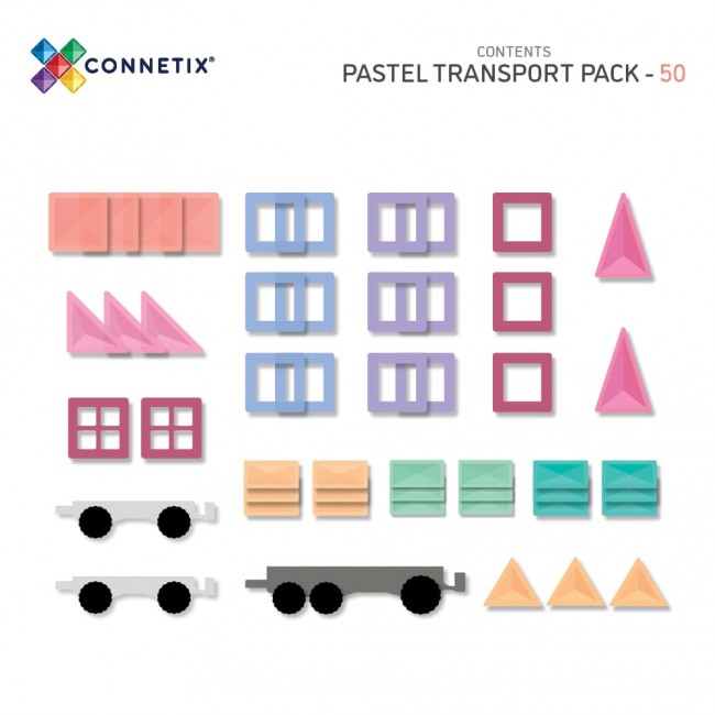 Klocki magnetyczne Connetix - Pastel Transport Pack 50 el.