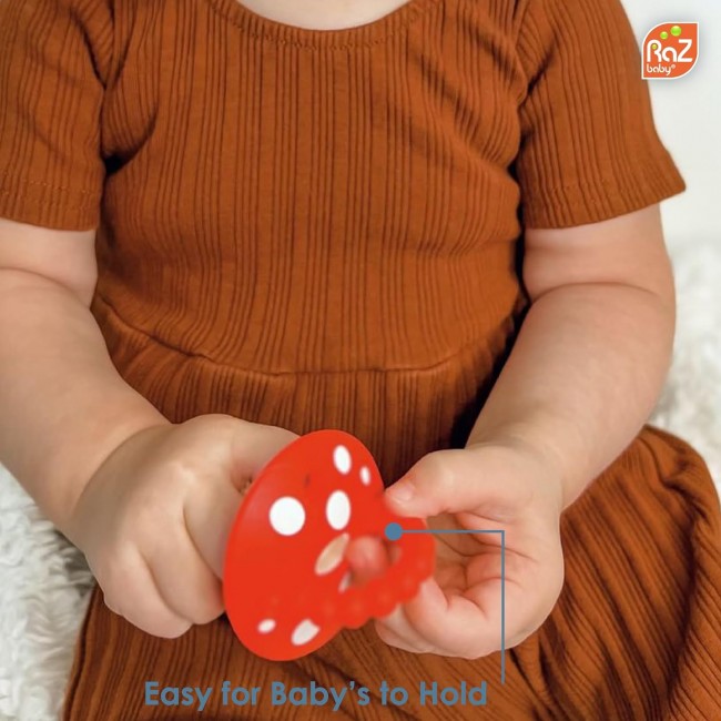 Gryzak logopedyczny Grzybek na ząbkowanie RaZbaby - Czerwony i zielony 2 szt.