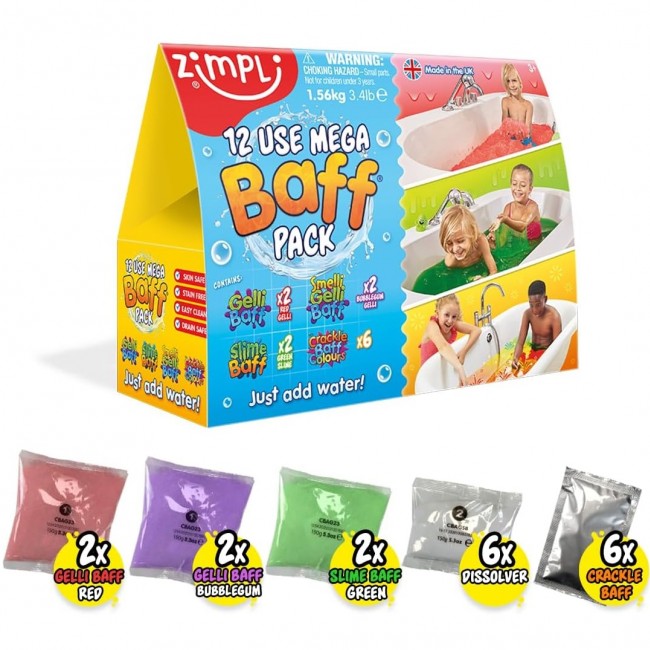 Zestaw magicznych proszków do kąpieli do zabawy Mega Baff Pack Zimpli Kids - 18 szt. (5 rodzajów)