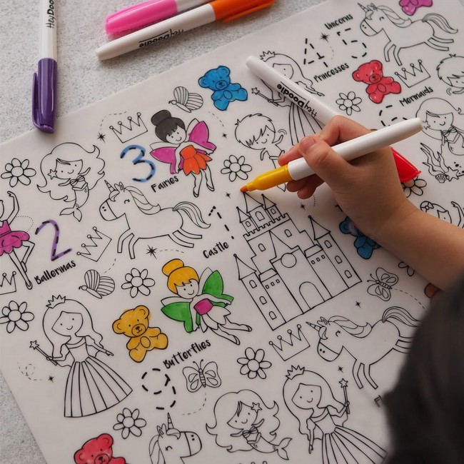 Duża mata silikonowa do wielokrotnego kolorowania HeyDoodle - Bajkowe Królestwo