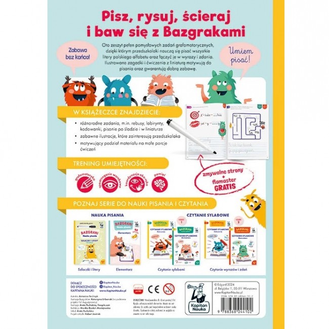 Książka Kapitan Nauka. Bazgraki Nauka pisania. Ćwiczenia 4-6 lat