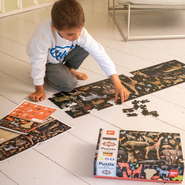 Puzzle edukacyjne Apli Kids - Zagrożone zwierzęta Sawanna 6+