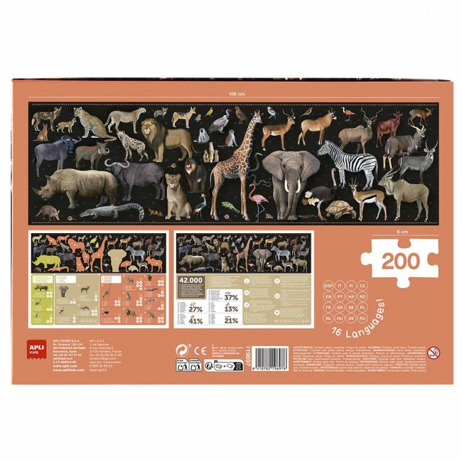 Puzzle edukacyjne Apli Kids - Zagrożone zwierzęta Sawanna 6+