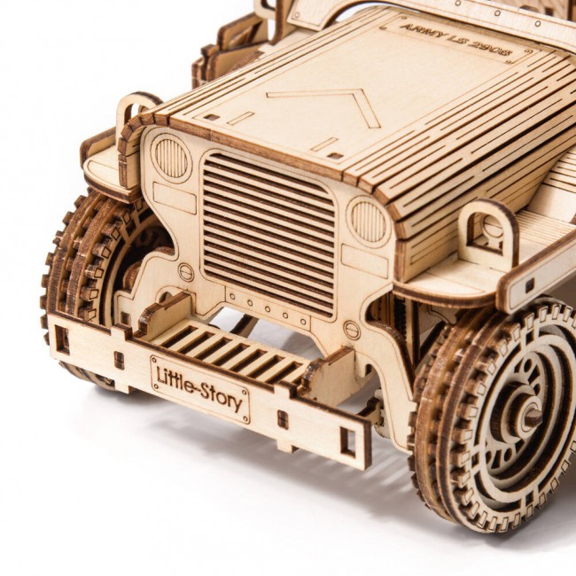 Drewniane Puzzle Model 3D Little Story - Pojazd Wojskowy Jeep