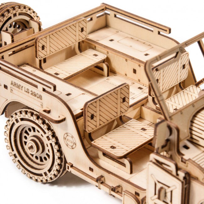 Drewniane Puzzle Model 3D Little Story - Pojazd Wojskowy Jeep