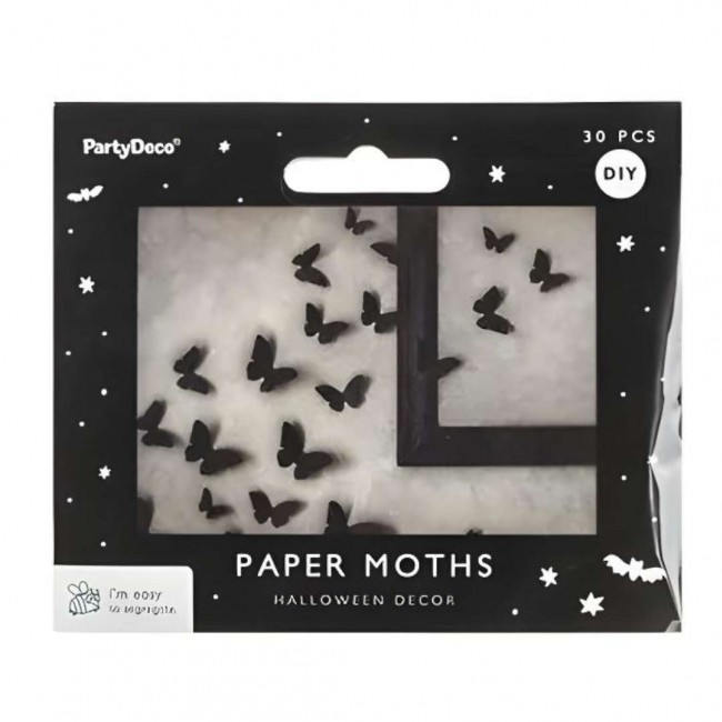 Dekoracja papierowa Party Deco - Ćmy czarne 6-12cm
