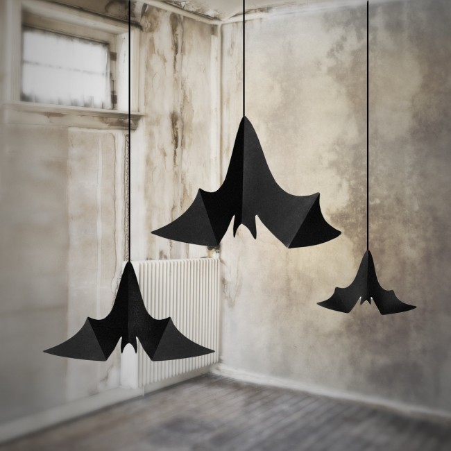 Zawieszki papierowe 3 szt. Party Deco - Nietoperze czarne