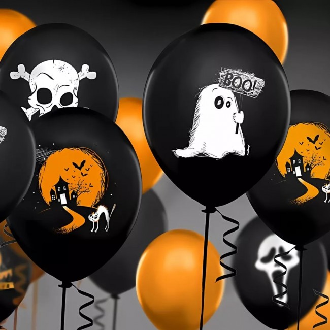Balony 6 szt. Party Deco - Duszek Pastel Black 30cm