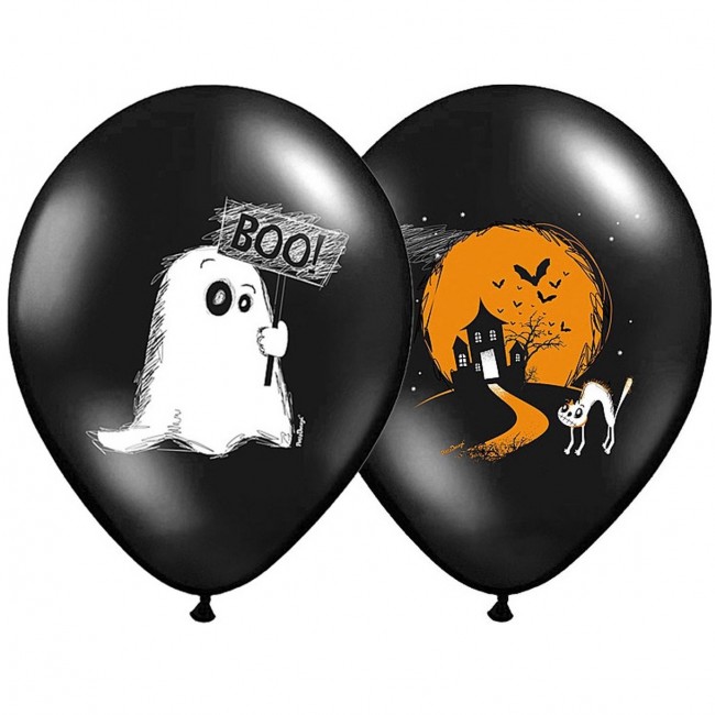 Balony 6 szt. Party Deco - Duszek Pastel Black 30cm