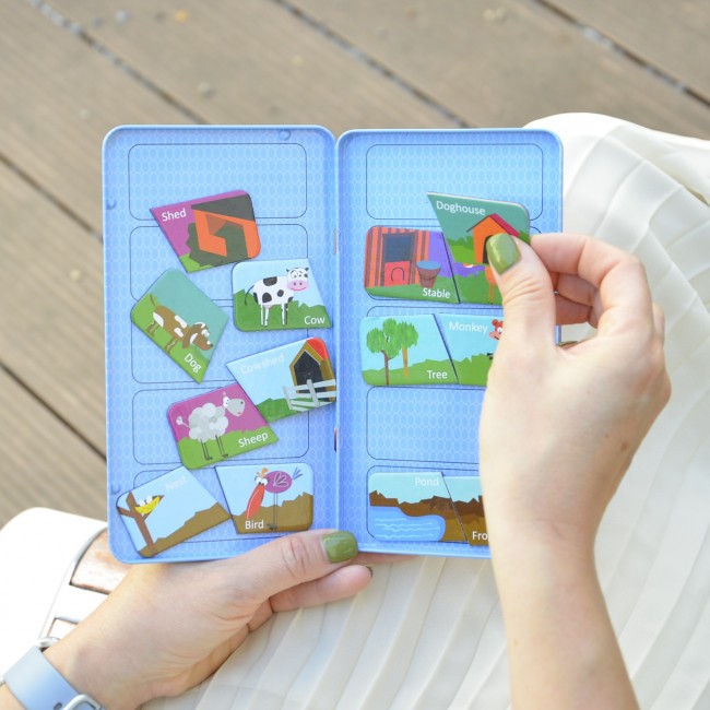Podróżna gra magnetyczna The Purple Cow - Puzzle Zwierzęta i ich domy