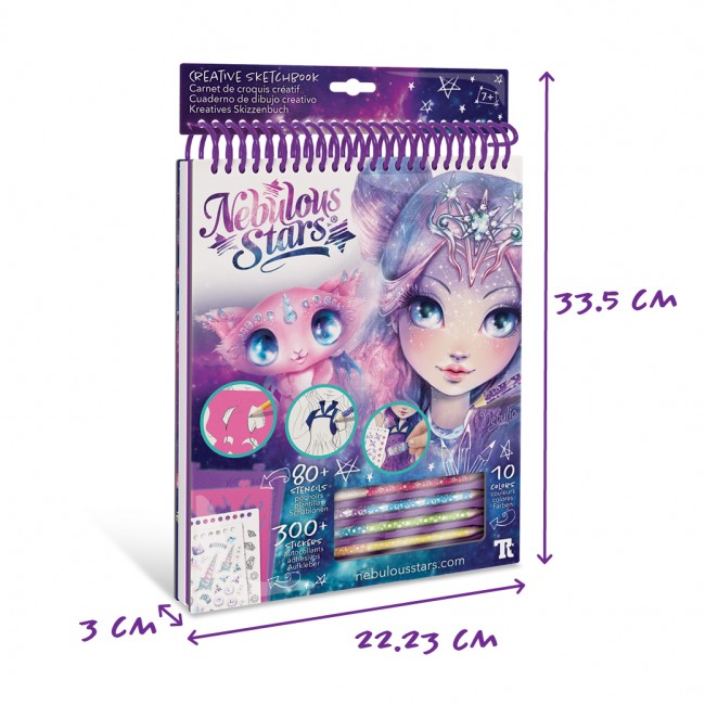 Szkicownik z kredkami, szablonami i naklejkami Nebulous Stars - Nebulia rozm. M