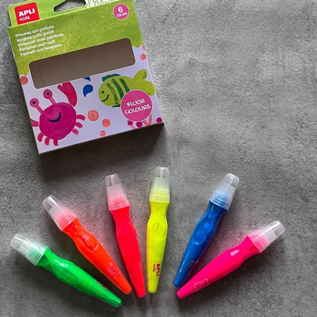 Farby w tubie z pędzelkiem Apli Kids - Kolory neonowe 6 szt.