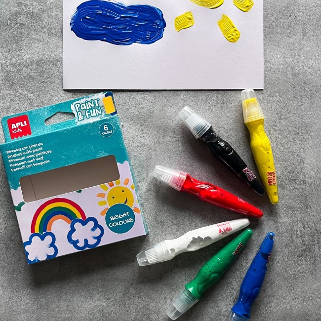 Farby w tubie z pędzelkiem Apli Kids - Kolory podstawowe 6 szt.