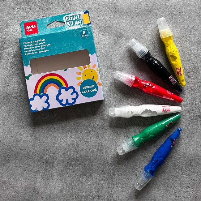 Farby w tubie z pędzelkiem Apli Kids - Kolory podstawowe 6 szt.