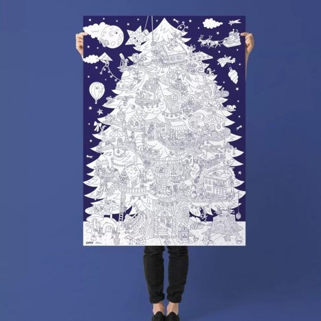 Gigantyczna kolorowanka OMY - Choinka 100x70 cm