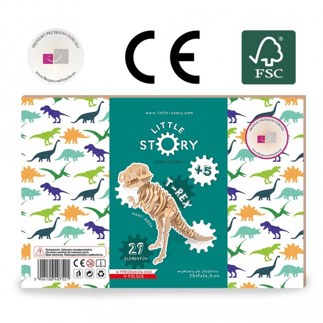 Drewniane Puzzle Model 3D Little Story - T-Rex