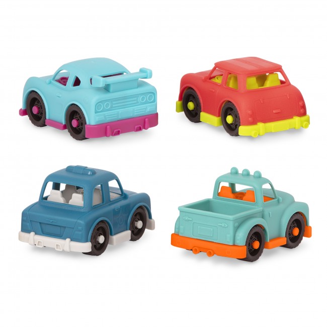 Zestaw 4 małych autek B. Toys z Pick-upem – Happy Cruisers