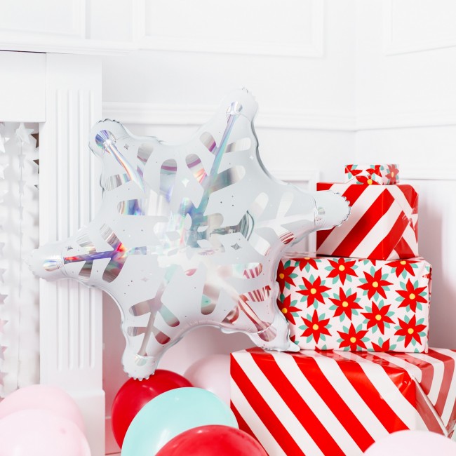 Balon foliowy holograficzny Party Deco - Śnieżynka 64 x 66 cm