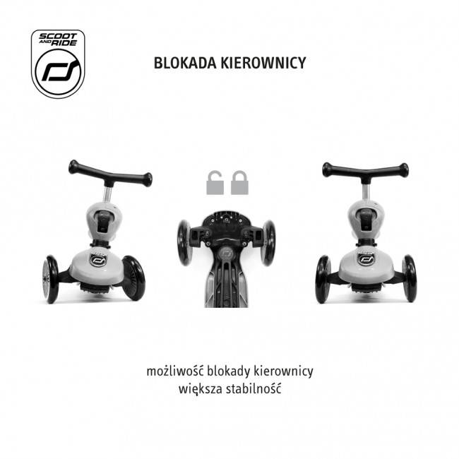 Jeździk i hulajnoga z rączką do prowadzenia Highwaykick 1 Push and Go 2w1 SCOOTANDRIDE 1-5 lat - Wildberry