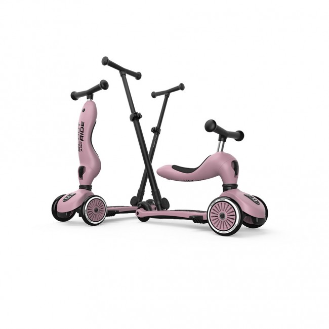 Jeździk i hulajnoga z rączką do prowadzenia Highwaykick 1 Push and Go 2w1 SCOOTANDRIDE 1-5 lat - Wildberry
