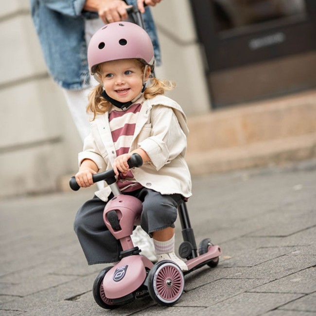Jeździk i hulajnoga z rączką do prowadzenia Highwaykick 1 Push and Go 2w1 SCOOTANDRIDE 1-5 lat - Wildberry