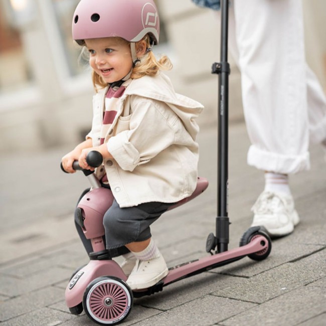 Jeździk i hulajnoga z rączką do prowadzenia Highwaykick 1 Push and Go 2w1 SCOOTANDRIDE 1-5 lat - Wildberry