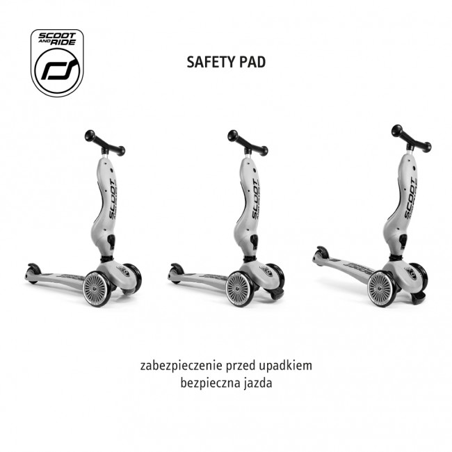 Jeździk i hulajnoga z rączką do prowadzenia Highwaykick 1 Push and Go 2w1 SCOOTANDRIDE 1-5 lat - Steel