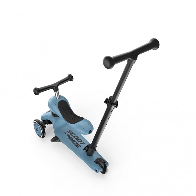 Jeździk i hulajnoga z rączką do prowadzenia Highwaykick 1 Push and Go 2w1 SCOOTANDRIDE 1-5 lat - Steel