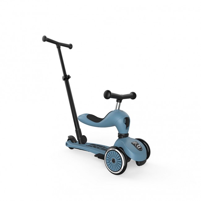 Jeździk i hulajnoga z rączką do prowadzenia Highwaykick 1 Push and Go 2w1 SCOOTANDRIDE 1-5 lat - Steel