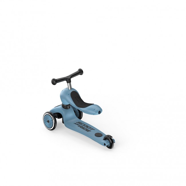 Jeździk i hulajnoga z rączką do prowadzenia Highwaykick 1 Push and Go 2w1 SCOOTANDRIDE 1-5 lat - Steel