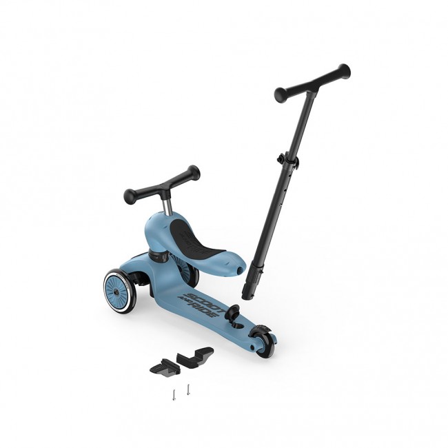 Jeździk i hulajnoga z rączką do prowadzenia Highwaykick 1 Push and Go 2w1 SCOOTANDRIDE 1-5 lat - Steel