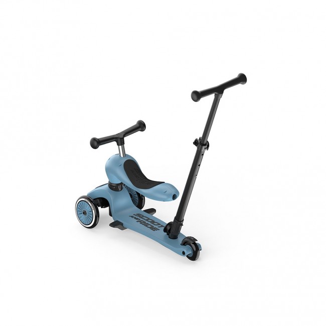 Jeździk i hulajnoga z rączką do prowadzenia Highwaykick 1 Push and Go 2w1 SCOOTANDRIDE 1-5 lat - Steel