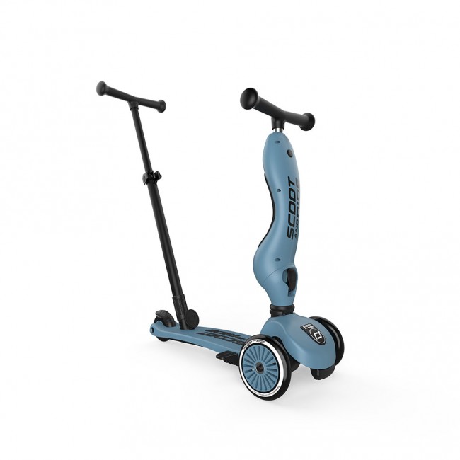 Jeździk i hulajnoga z rączką do prowadzenia Highwaykick 1 Push and Go 2w1 SCOOTANDRIDE 1-5 lat - Steel