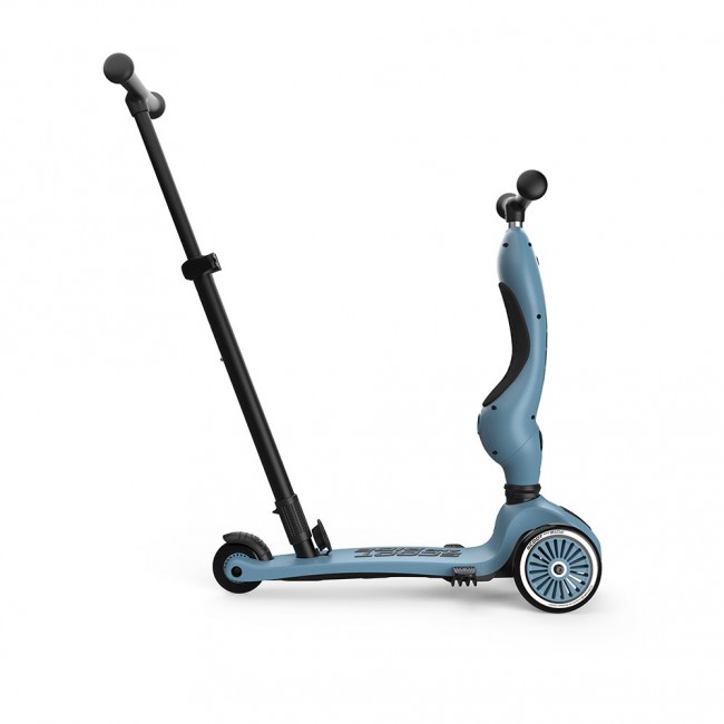 Jeździk i hulajnoga z rączką do prowadzenia Highwaykick 1 Push and Go 2w1 SCOOTANDRIDE 1-5 lat - Steel