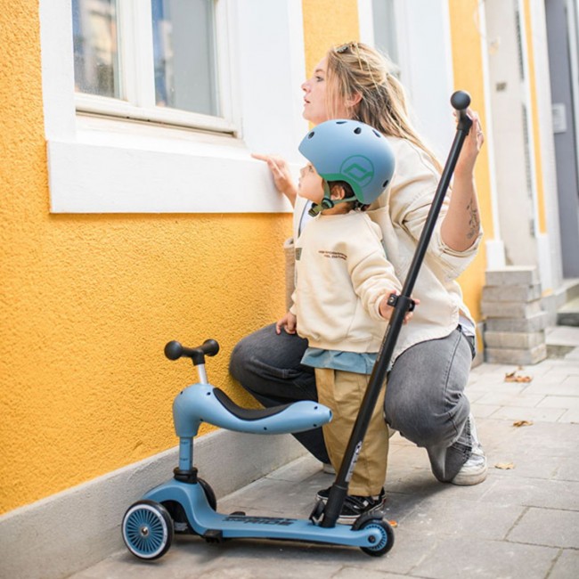 Jeździk i hulajnoga z rączką do prowadzenia Highwaykick 1 Push and Go 2w1 SCOOTANDRIDE 1-5 lat - Steel