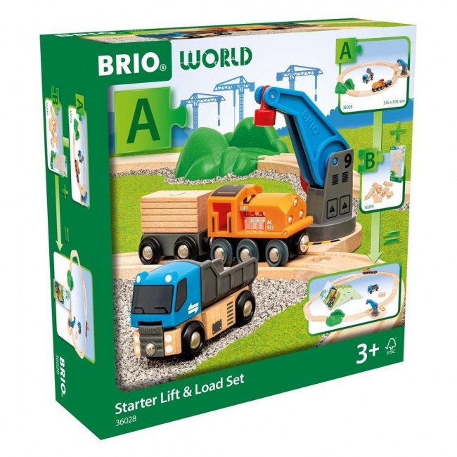 Kolejka zestaw startowy BRIO World - Z dźwigiem