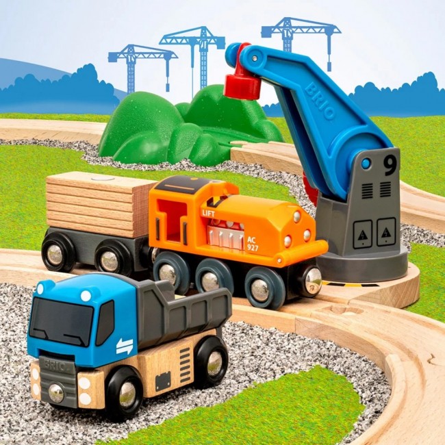 Kolejka zestaw startowy BRIO World - Z dźwigiem