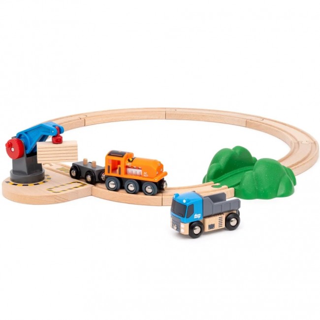 Kolejka zestaw startowy BRIO World - Z dźwigiem