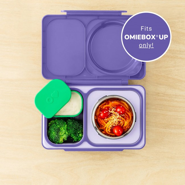 Dwa szczelne pojemniczki do lunchboxa OmieBox UP Dip OMIE - Purple Green