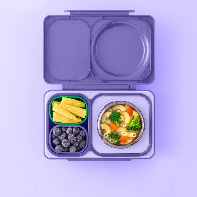Dwa szczelne pojemniczki do lunchboxa OmieBox UP Dip OMIE - Purple Green