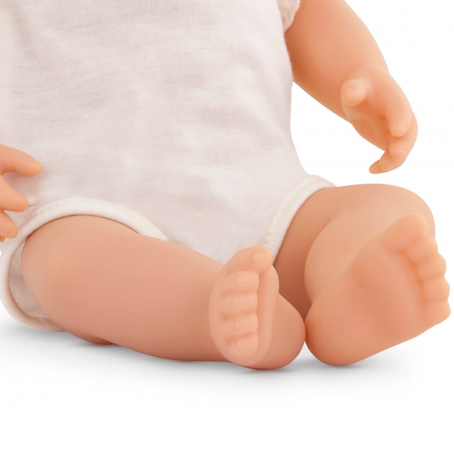Lalka niemowlę z nosidełkiem LullaBaby - W kremowym ubranku, z koronkowymi falbankami