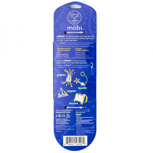 Zestaw 3 silikonowych pasków do zabawek Mobi - Liinklz Niebieskie